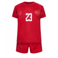 Danmark Pierre-Emile Hojbjerg #23 Hjemmebanesæt Børn VM 2022 Kortærmet (+ Korte bukser)
